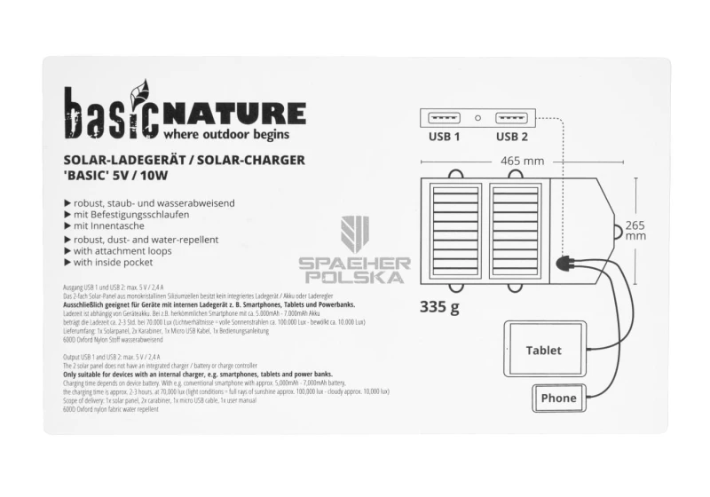 ładowarka solarna powerbank solar charger basic ładowarka z panelem słonecznym